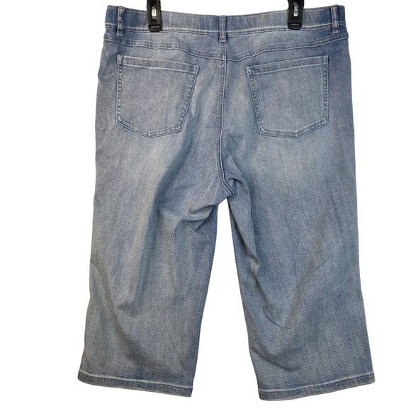 FDJ Pedal Pusher Denim Capris Size16 Rainbow Trim Light Blue Stretch - Picture 7 of 9